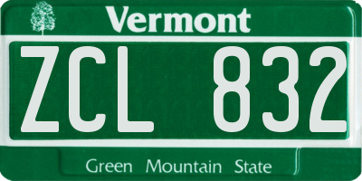 VT license plate ZCL832