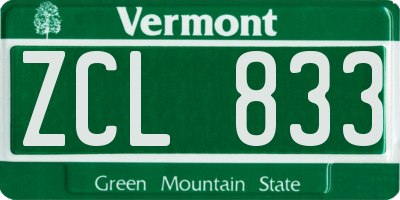 VT license plate ZCL833