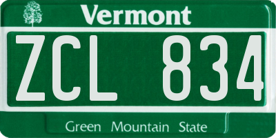 VT license plate ZCL834