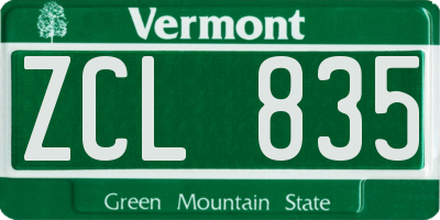 VT license plate ZCL835