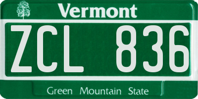 VT license plate ZCL836