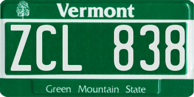 VT license plate ZCL838