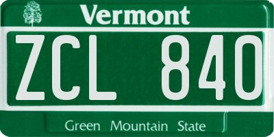 VT license plate ZCL840