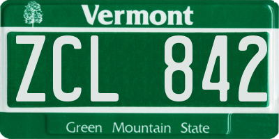 VT license plate ZCL842