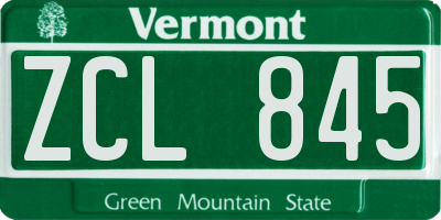VT license plate ZCL845