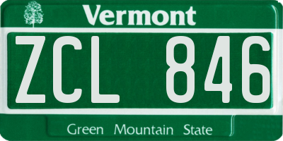 VT license plate ZCL846