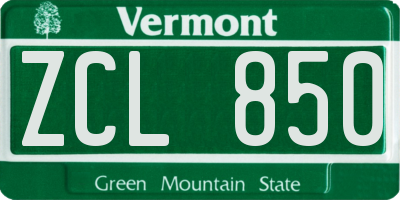 VT license plate ZCL850