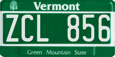 VT license plate ZCL856