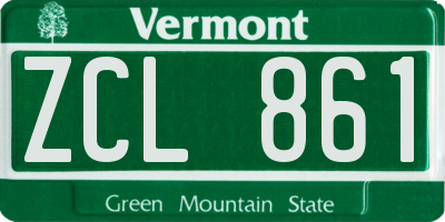 VT license plate ZCL861