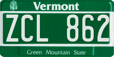 VT license plate ZCL862