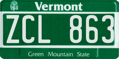 VT license plate ZCL863