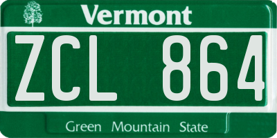 VT license plate ZCL864