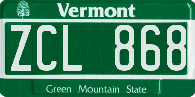 VT license plate ZCL868