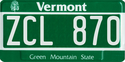 VT license plate ZCL870