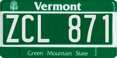 VT license plate ZCL871