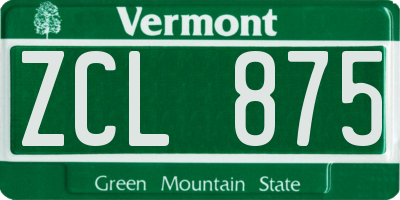 VT license plate ZCL875