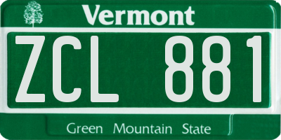 VT license plate ZCL881