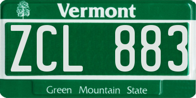 VT license plate ZCL883
