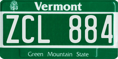 VT license plate ZCL884