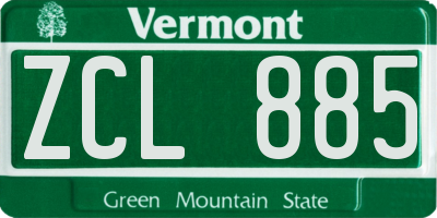 VT license plate ZCL885