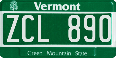 VT license plate ZCL890