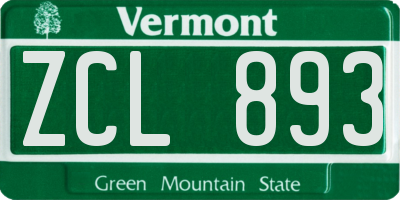VT license plate ZCL893