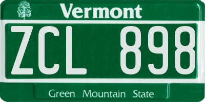 VT license plate ZCL898
