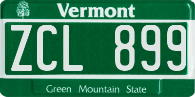 VT license plate ZCL899