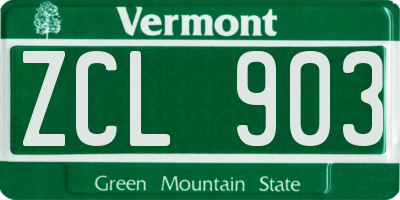 VT license plate ZCL903