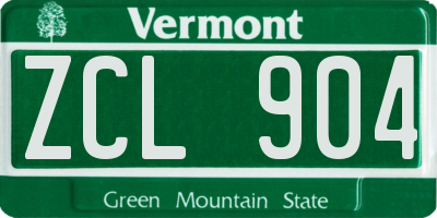 VT license plate ZCL904