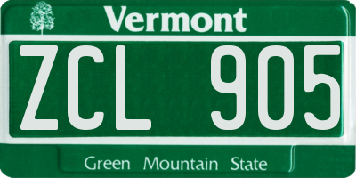 VT license plate ZCL905