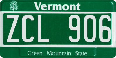 VT license plate ZCL906