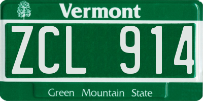 VT license plate ZCL914