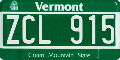 VT license plate ZCL915