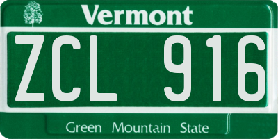 VT license plate ZCL916