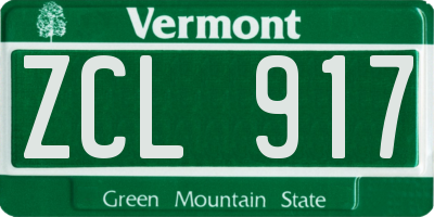 VT license plate ZCL917