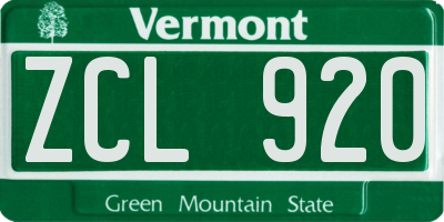 VT license plate ZCL920