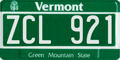 VT license plate ZCL921