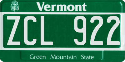 VT license plate ZCL922