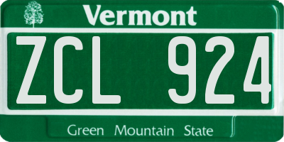 VT license plate ZCL924