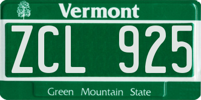 VT license plate ZCL925
