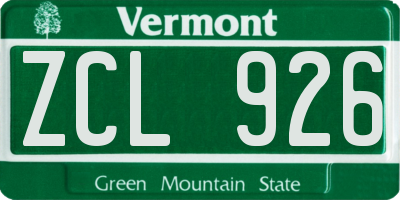 VT license plate ZCL926