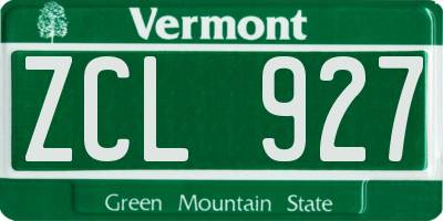 VT license plate ZCL927