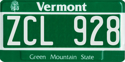 VT license plate ZCL928