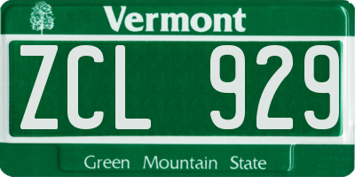 VT license plate ZCL929