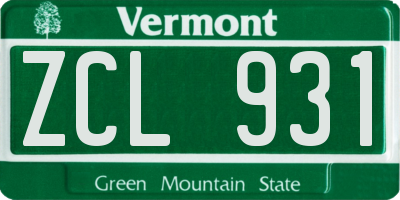 VT license plate ZCL931