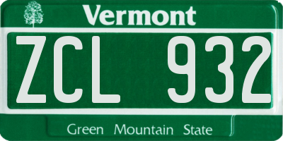 VT license plate ZCL932