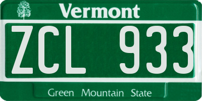 VT license plate ZCL933