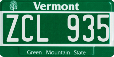 VT license plate ZCL935