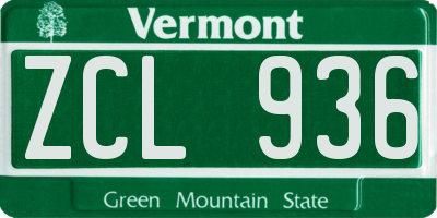 VT license plate ZCL936